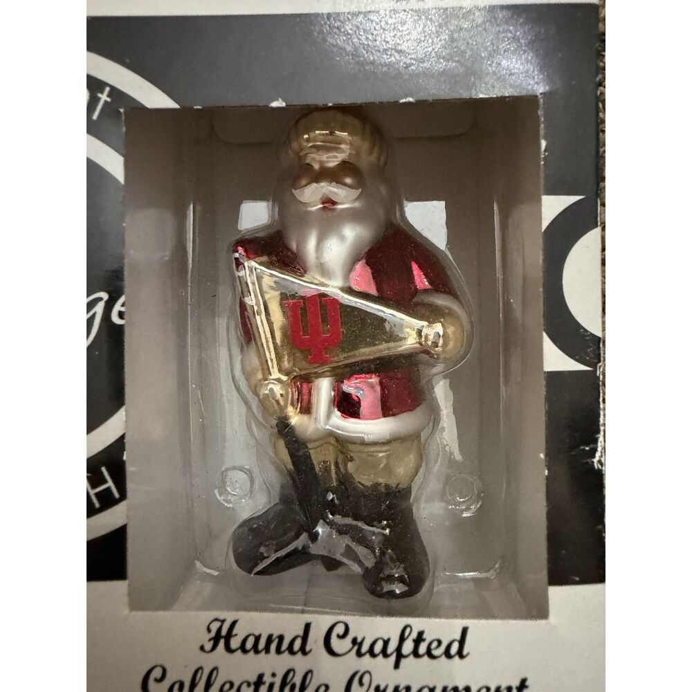 Indiana University Shiny Metallic Hand Crafted Santa Christmas Ornament